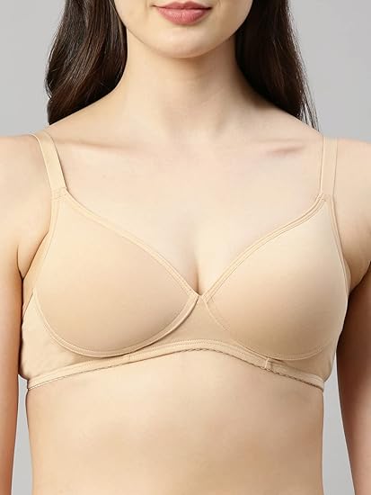 Enamor Supima Cotton Women's Plunge Lift Everyday T-Shirt Bra – Extra Comfort, Padded, Wirefree, Medium Coverage A039